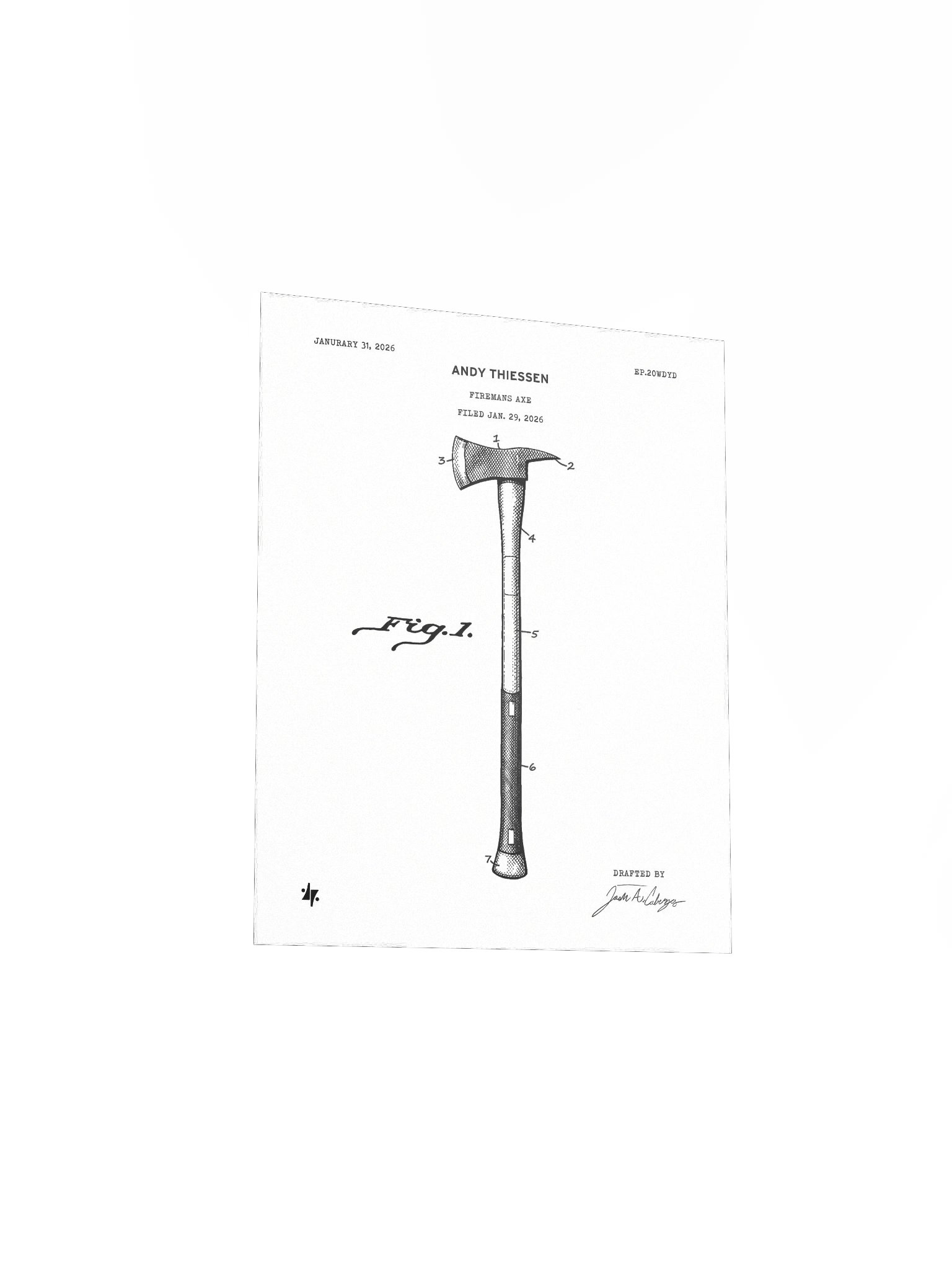 Fireman's Axe - Patent Poster - White product image (3)