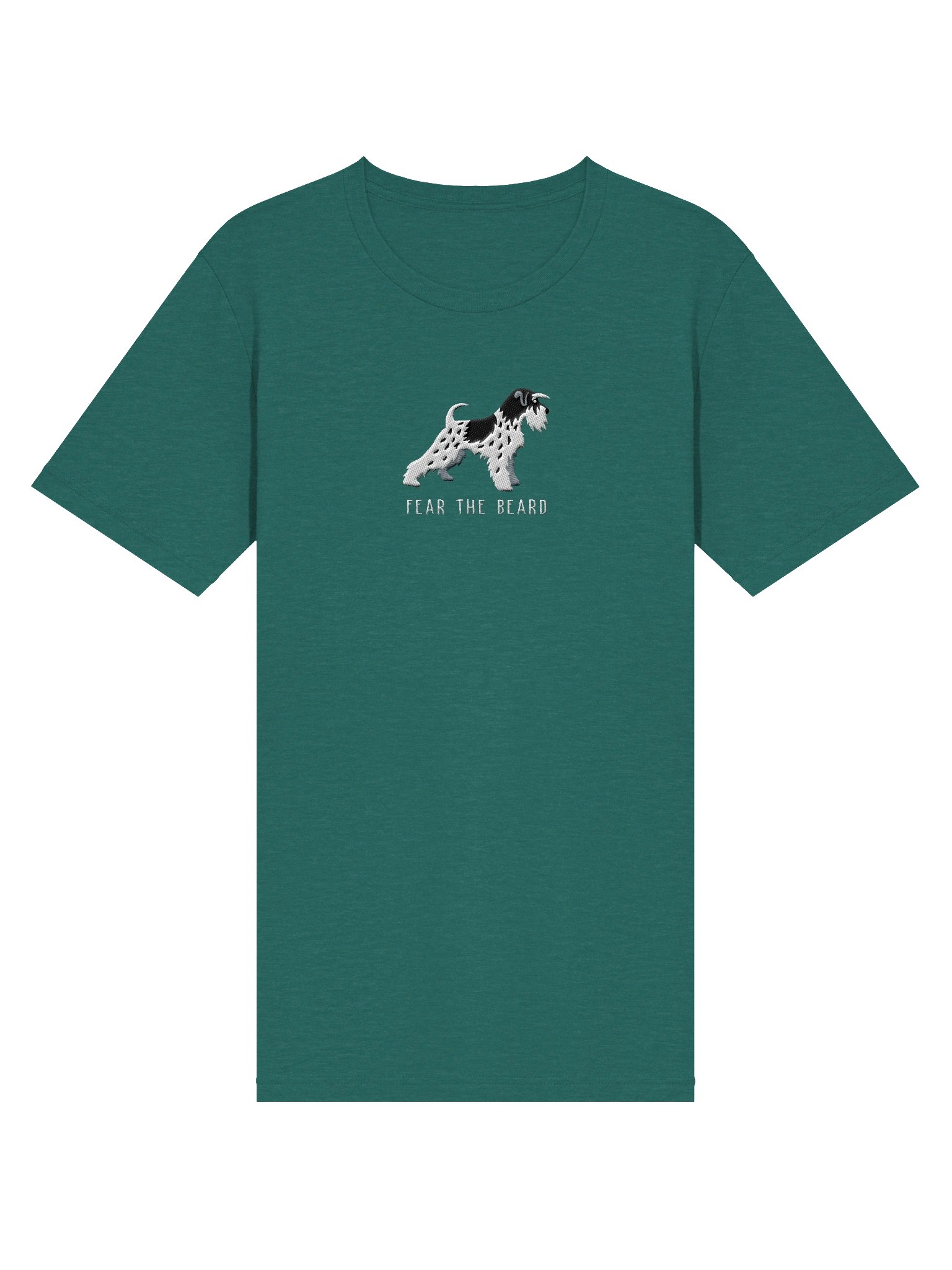 Fear the Beard T-Shirt(Embroidered) of a Miniature Schnauzer(Parti, Black & White) product image (3)