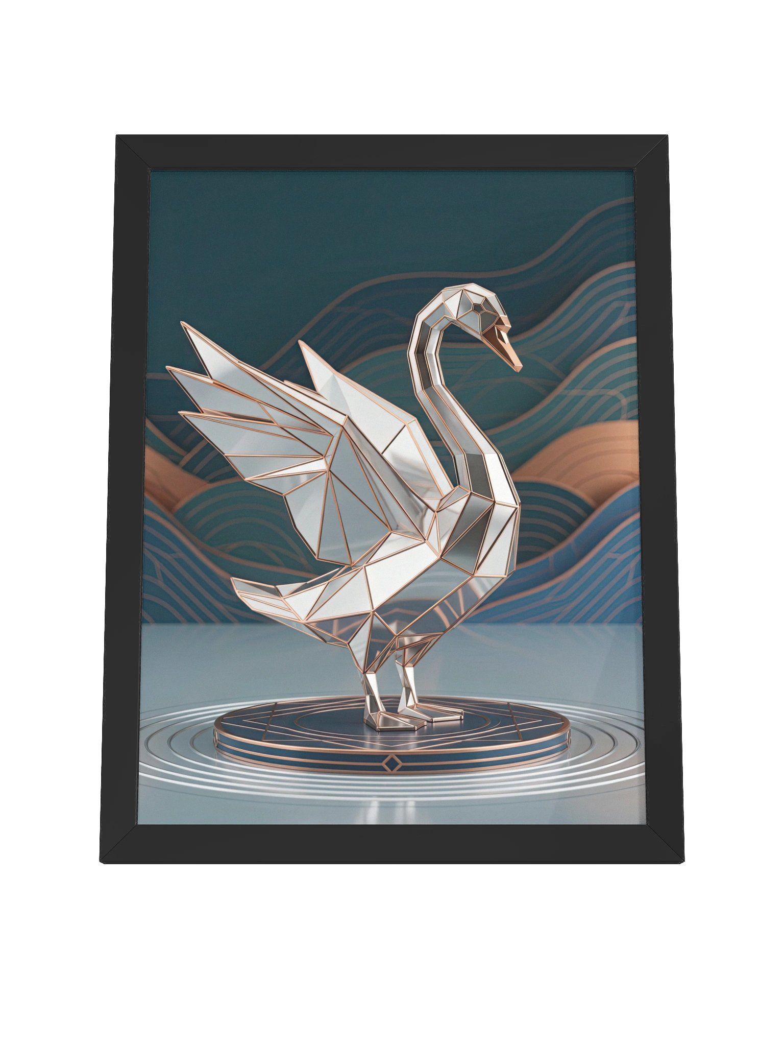 Geometric Metallic Swan Framed Poster - Neo-Deco Wall Art product image (20)