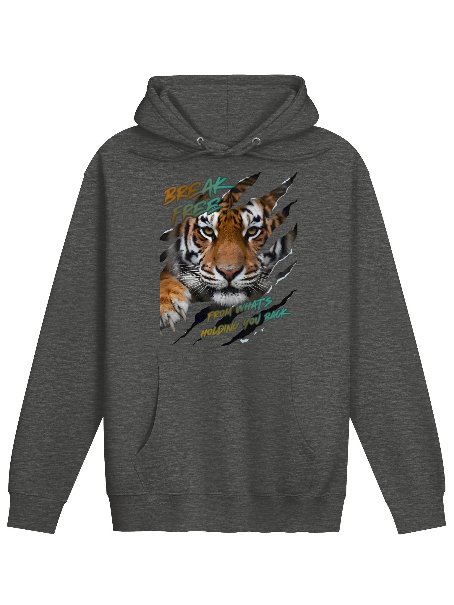 Encouraging Hoodie- Tiger Graphic- "Break Free From What's Holding You Back" -Inspirational Mental Health Unisex Hoodie by Mind Matter product image (1)