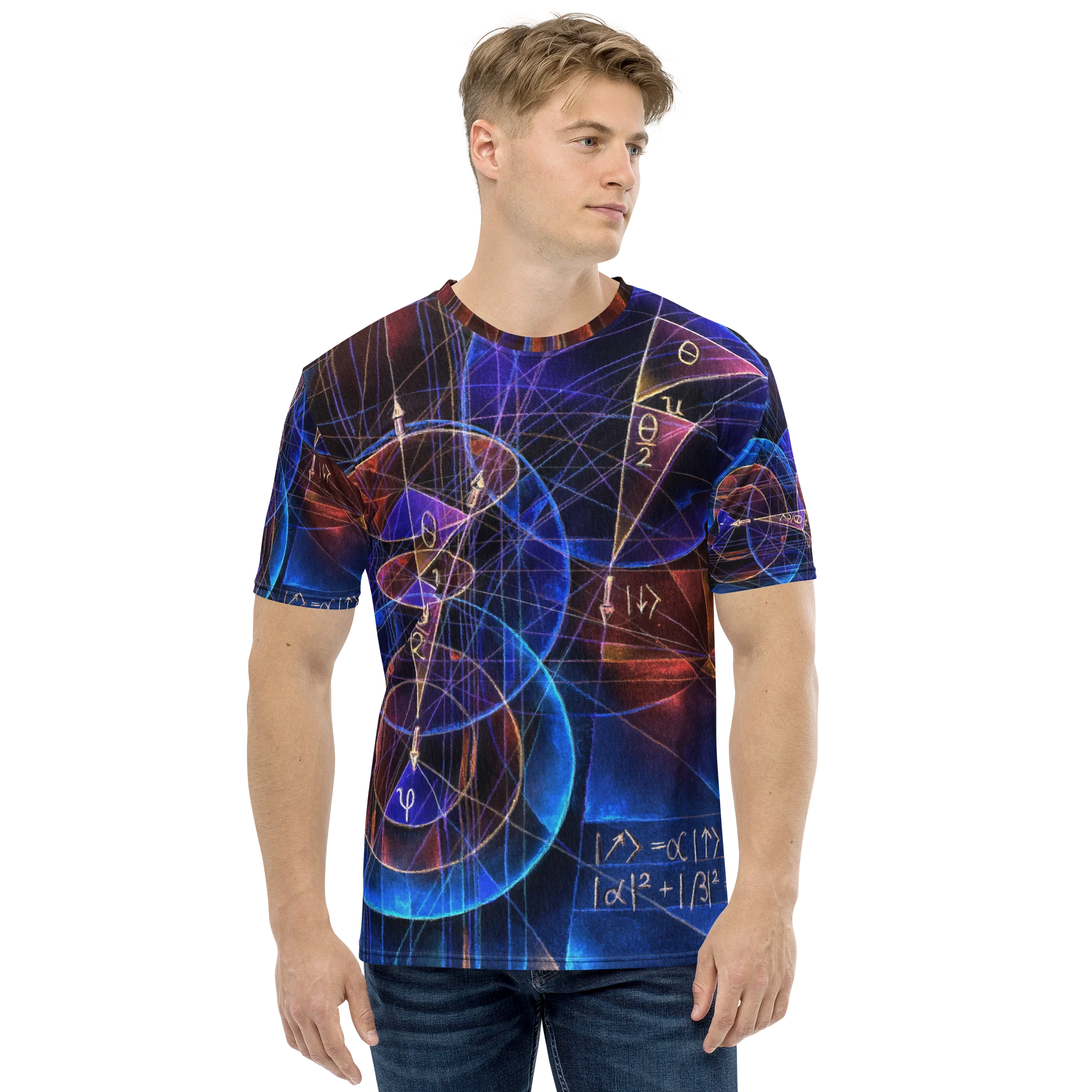 Spinning Projection - Quantum Physics Negative Art Men's Crew Neck T-Shirt product image (5)