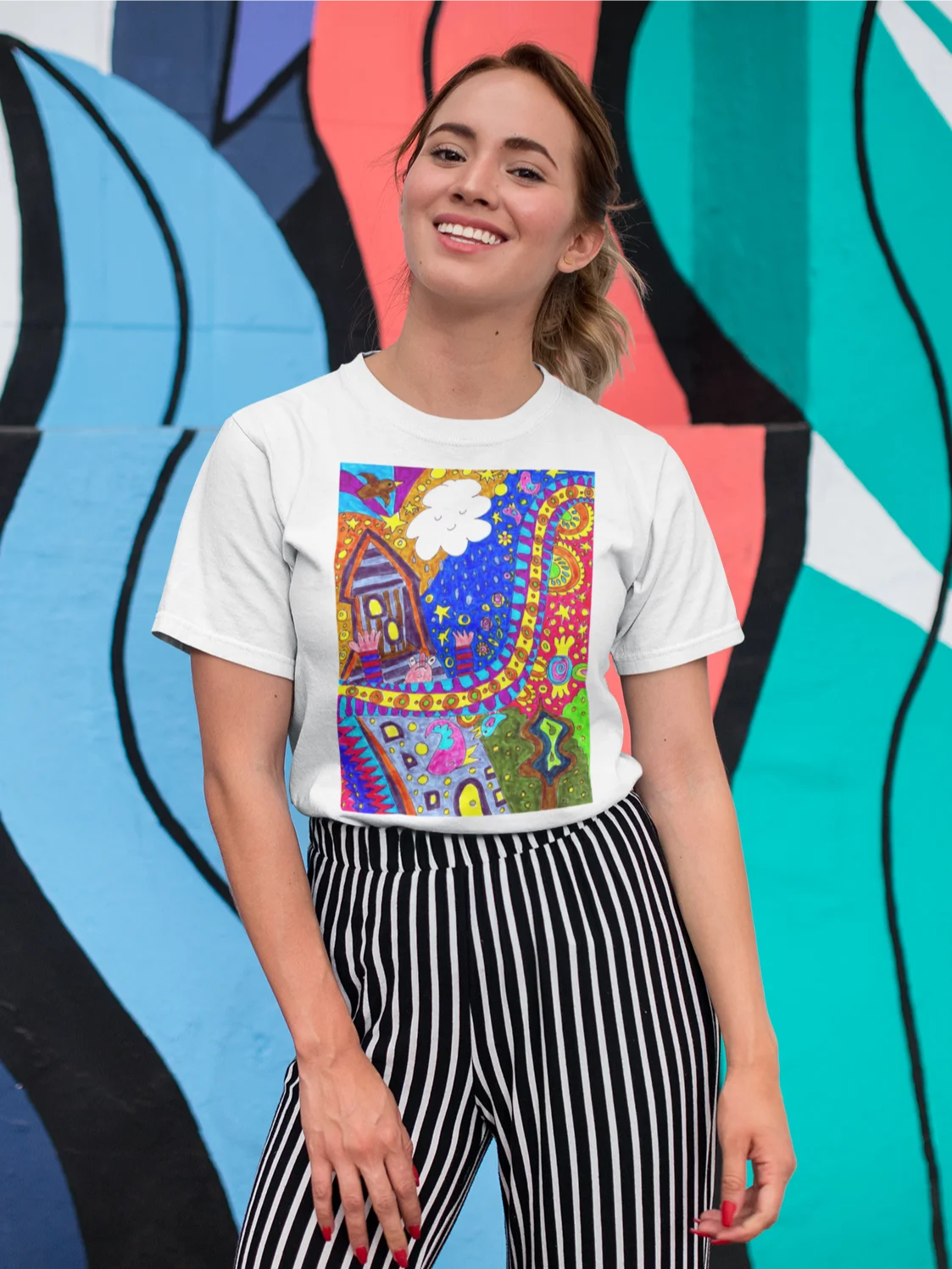 Abstract Doodle Art Golden Tower Moment Unisex T-Shirt product image (6)