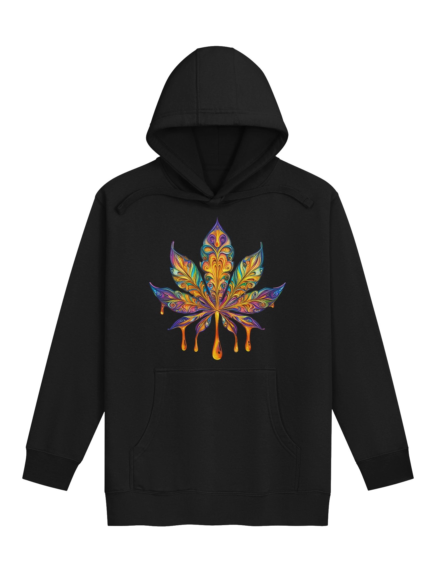 Psychedelic Drip Cannabis Leaf | Trippy Rainbow Graphic Unisex Hoodie product image (2)