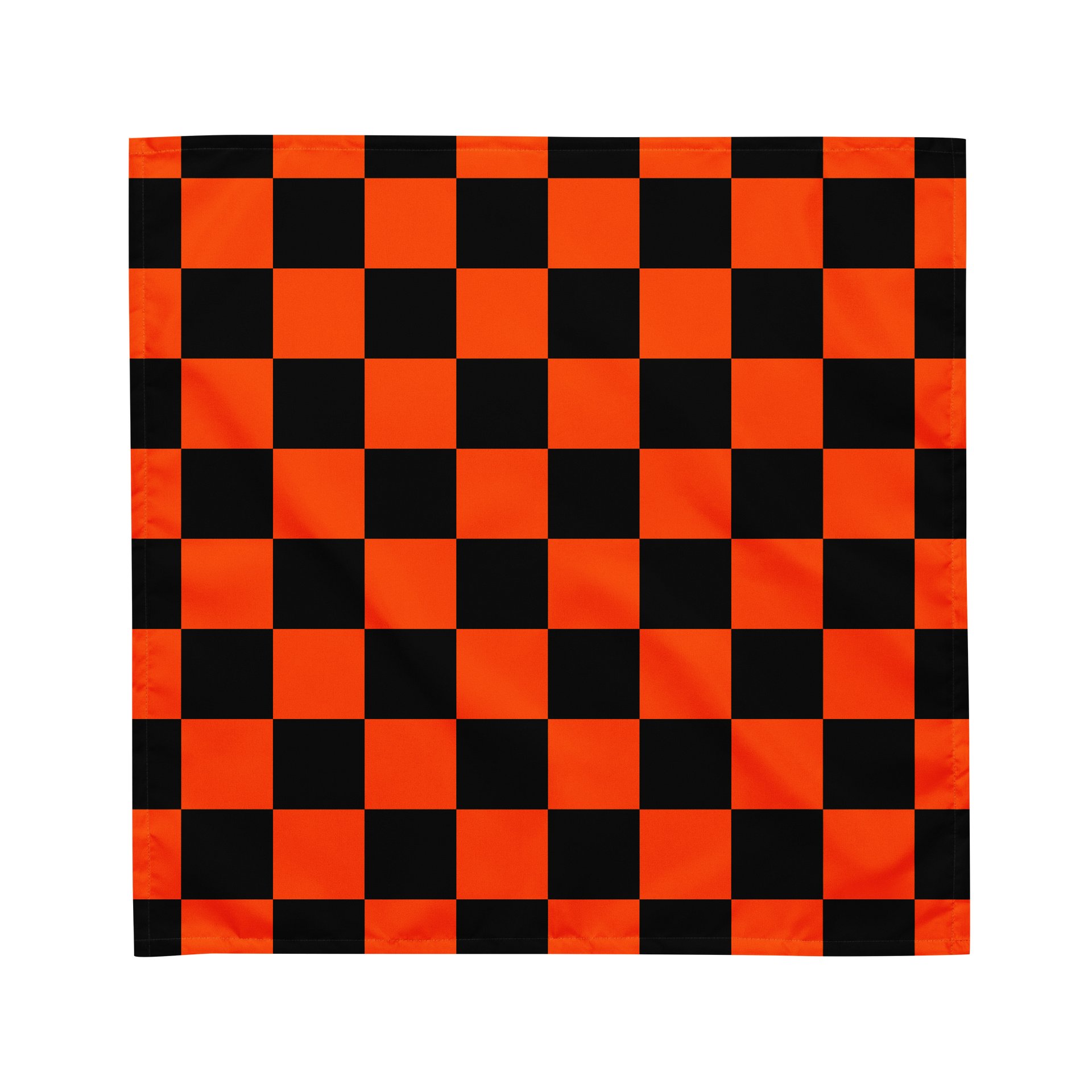 Halloween Color Checkerboard Bandana, Black Orange Checkers Odd Autumn Accessory product image (3)