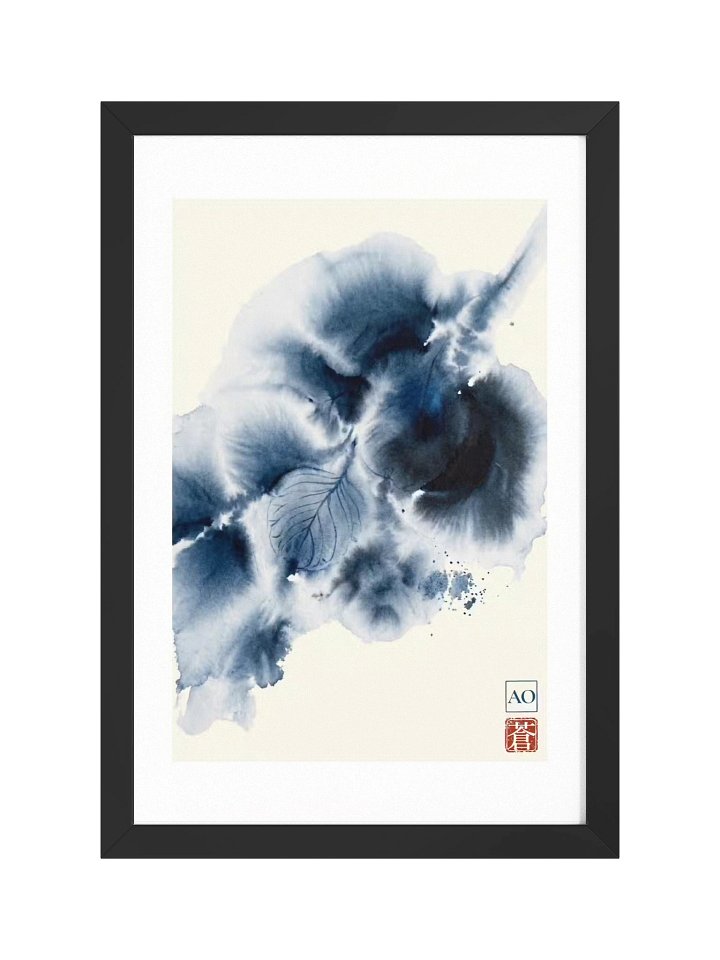 Japanese Ink Art Print | Indigo Eucalyptus No.07 | Framed Wall Art - AO Japan Blue product image (1)