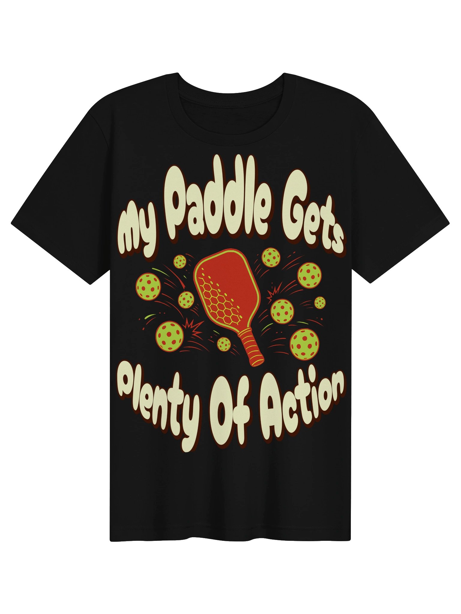 My Paddle Gets Plenty of Action Shirt – Funny Pickleball Tee product image (2)