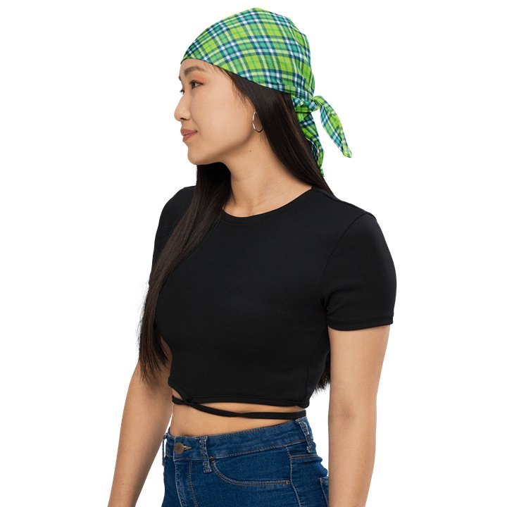 Lime Green and Turquoise Plaid Bandana product image (1)