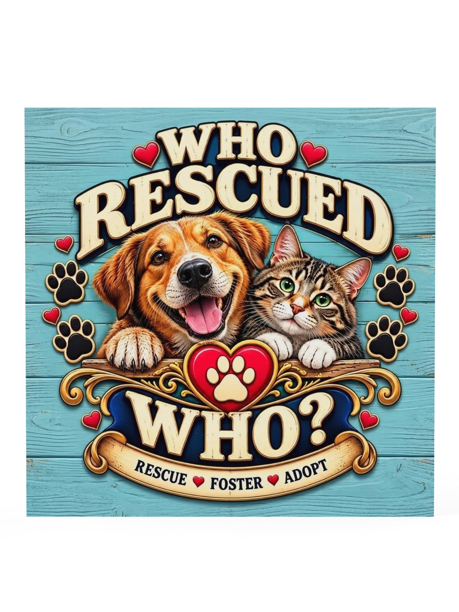 Who Rescued Who? Rescue, Foster & Adopt Poster product image (1)