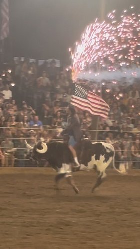 Poway Rodeo is always a good time! We had a beautiful sunset and a full moon..what a night! #rodeo #cowboys #cowgirls #bullsa...