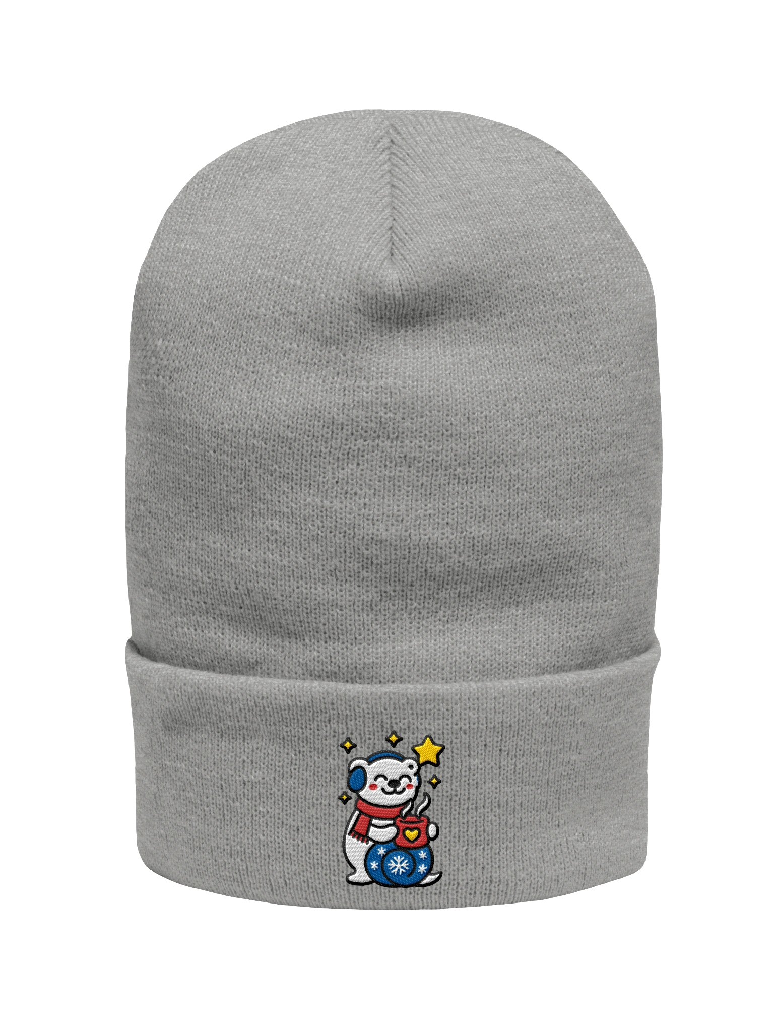 Cozy Sips & Snowflakes – Polar Bear Beanie - Embroidered product image (1)