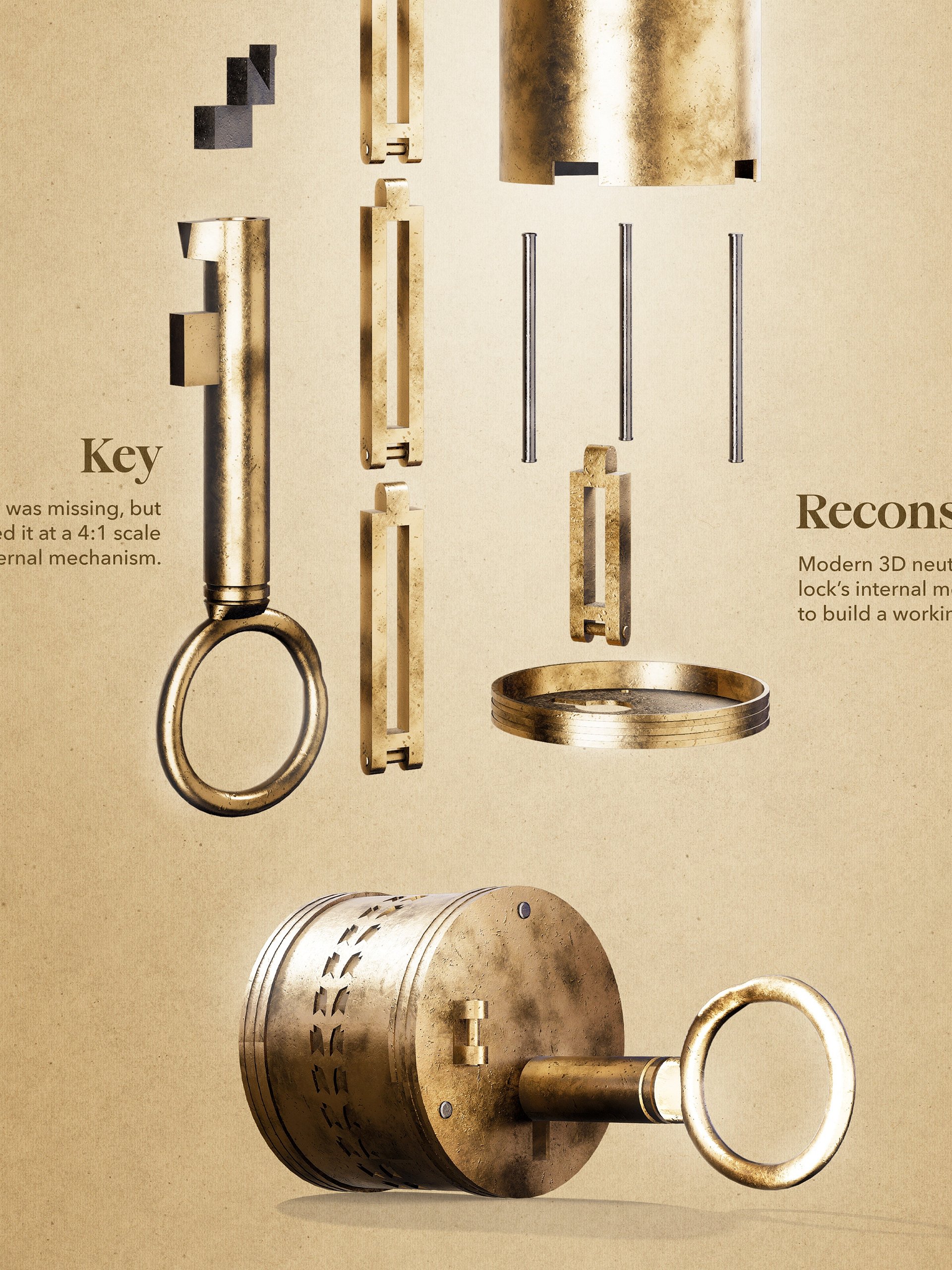 Miniature Roman Lock (Framed Poster) product image (2)