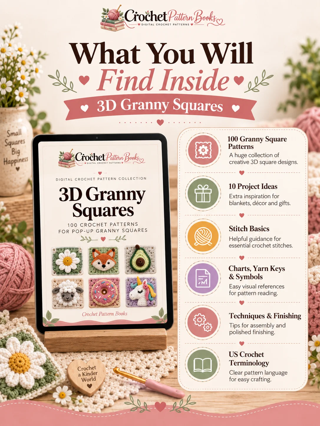 3D Granny Squares 100 Pop Up Crochet Patterns with 10 Projects PDF Ebook product image (2)