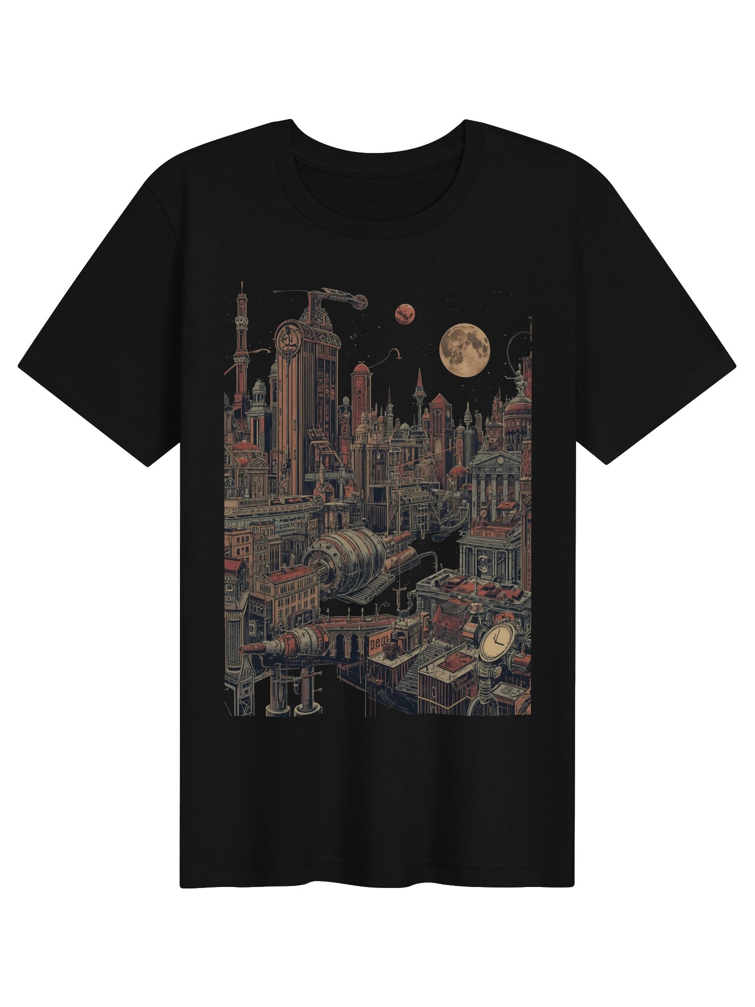 Moonlit Retro-Futurist Cityscape Lightweight T-Shirt product image (1)