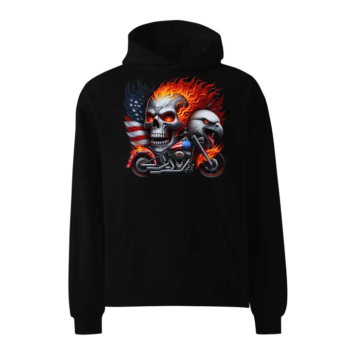 Flaming Eagle Skull Oversized Hoodie #11 product image (1)