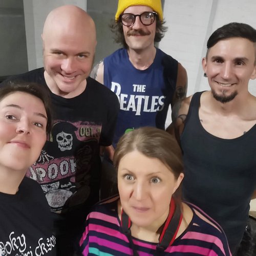 A bassist down for tonight's praccy, but a drummer up!!! We're working on his stage name. (ideas in the comments plz ZATS Arm...