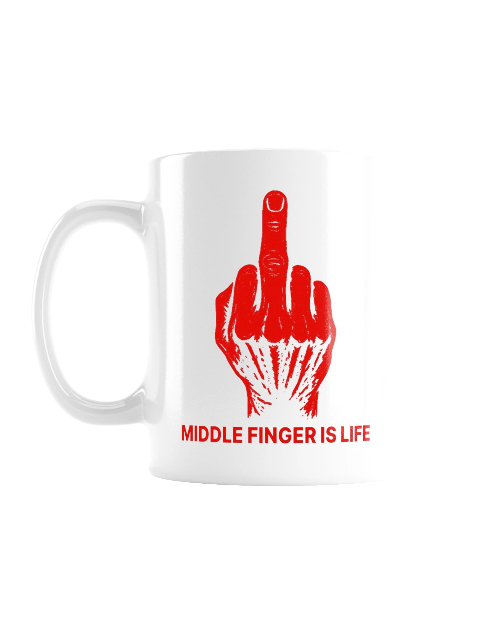 No ShopCo Middle Finger White Glossy Mug - Red Artwork product image (1)