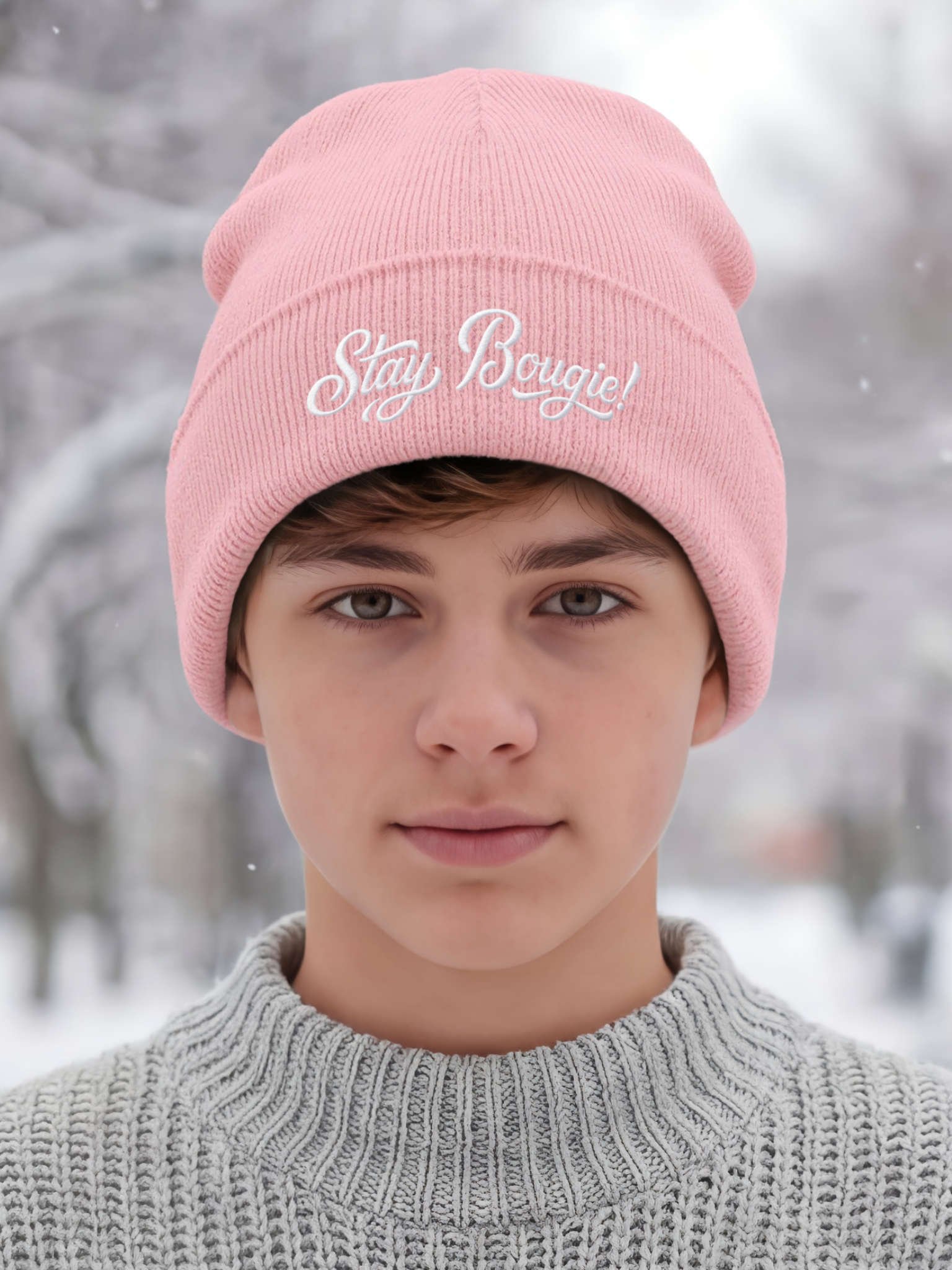 Stay Bougie! Embroidered Cuffed Beanie – Soft & Cozy Unisex Accessory for Everyday Elegance product image (7)