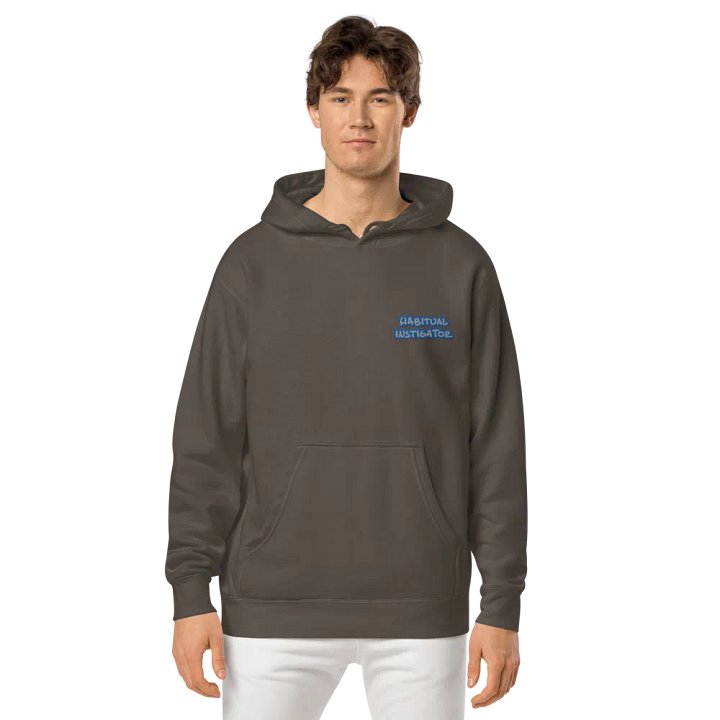 Habitual Instigator (L.C. blue steel design) embroidered pigment hoodie product image (2)