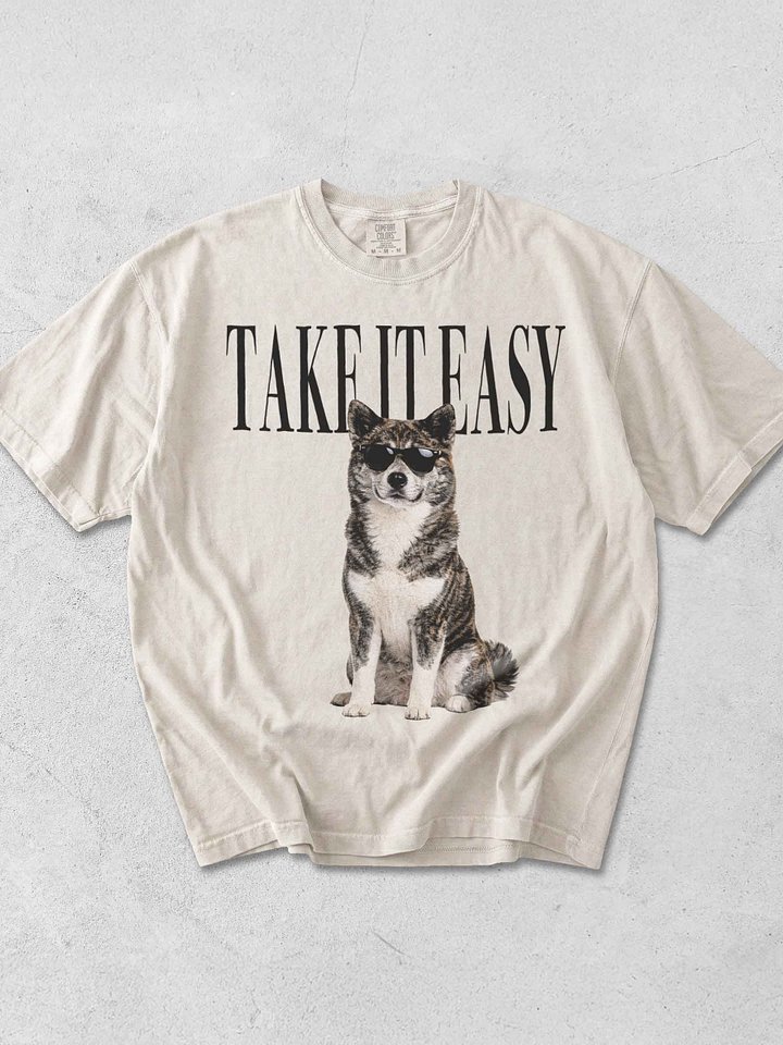Take It Easy '90s Pop Vintage-Style T-Shirt for Japanese Akita(Brindle & White) Owners product image (1)