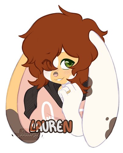 Badge art I did for the one day the hub and I were at Anthrocon '26