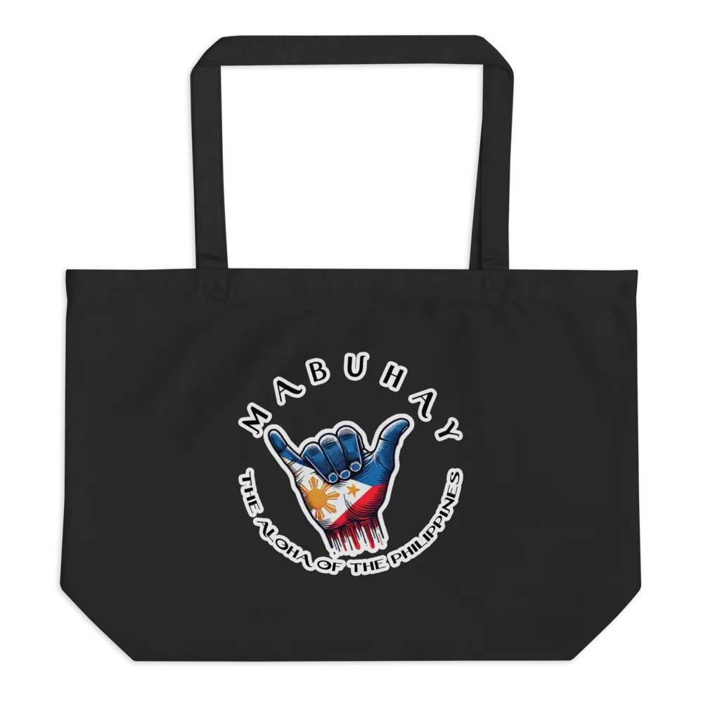 MABUHAY THE ALOHA OF THE PHILIPPINES WIDE TOTE BAG - SHAKA HANG LOOSE VIBES FOR YOUR JOURNEY product image (1)