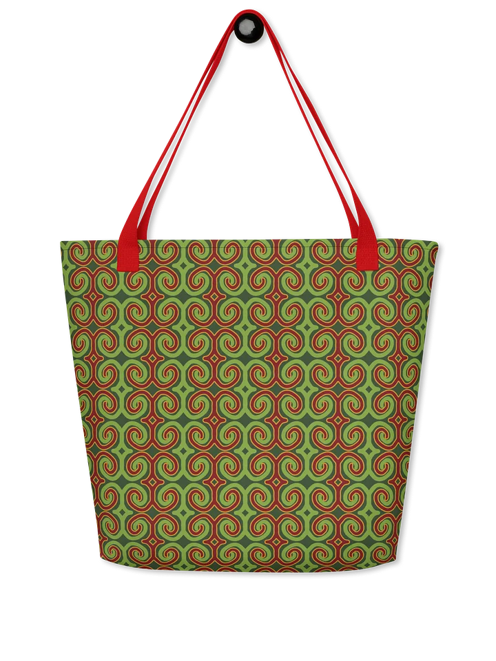 Red & Green Christmas Swirls Large Tote Bag product image (1)
