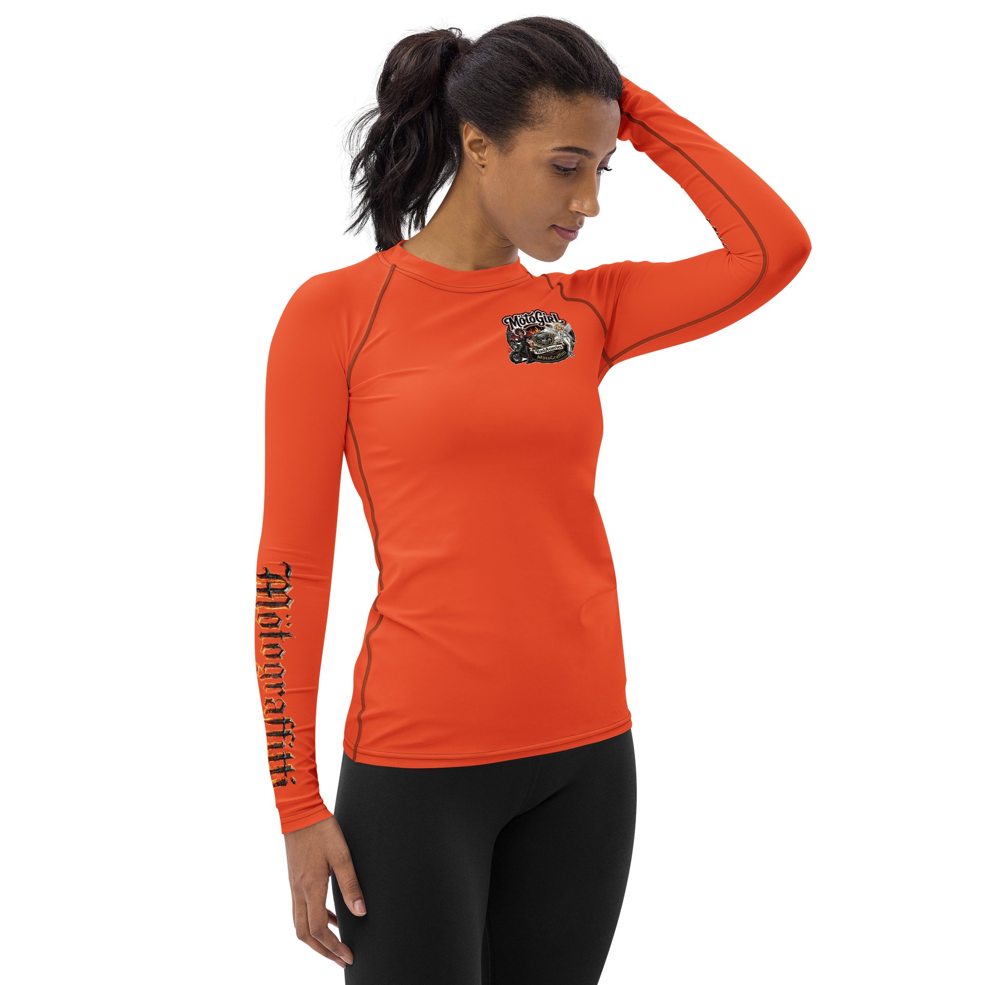 Women's MötoGraffitti Long Sleeve "Rash Guard"Tee Safety Orange product image (4)