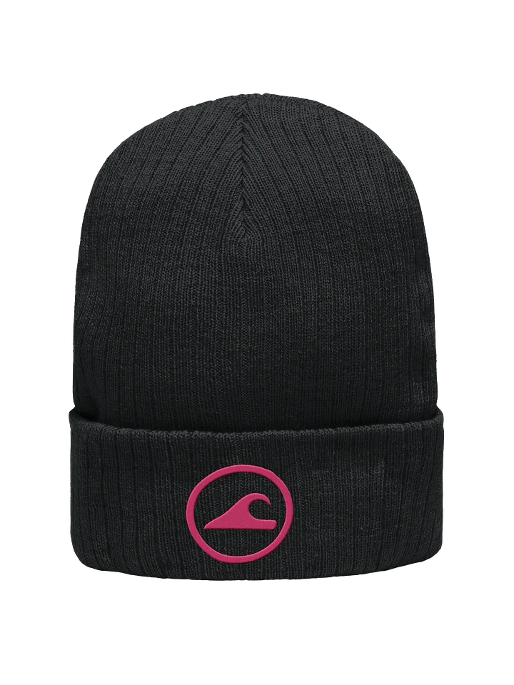 Embroidered Wave Rider Atlantis Ribbed Knit Beanie (Flamingo) product image (1)
