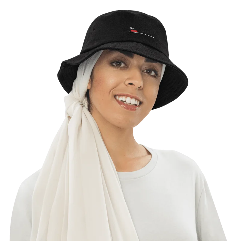 White Healthbar Embroidered on Bucket Hat product image (6)