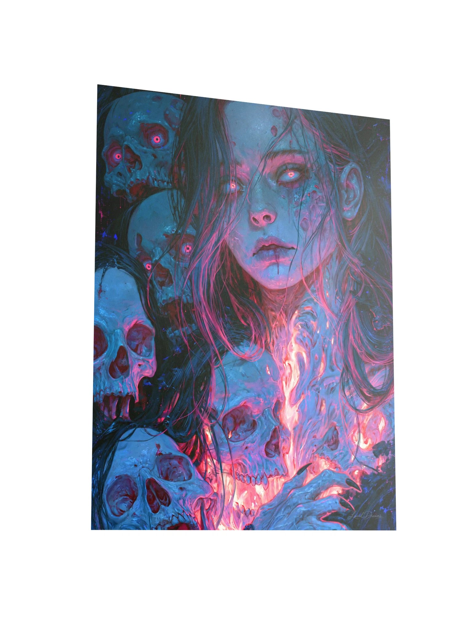 Gothic Woman & Skulls Art Print — Where the Dead Still Dream product image (3)