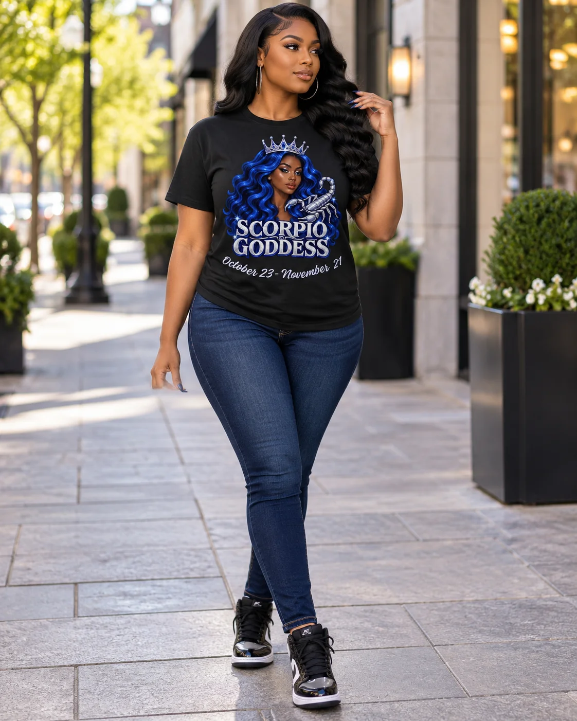 Scorpio Goddess Blue Hair Zodiac Tee product image (5)