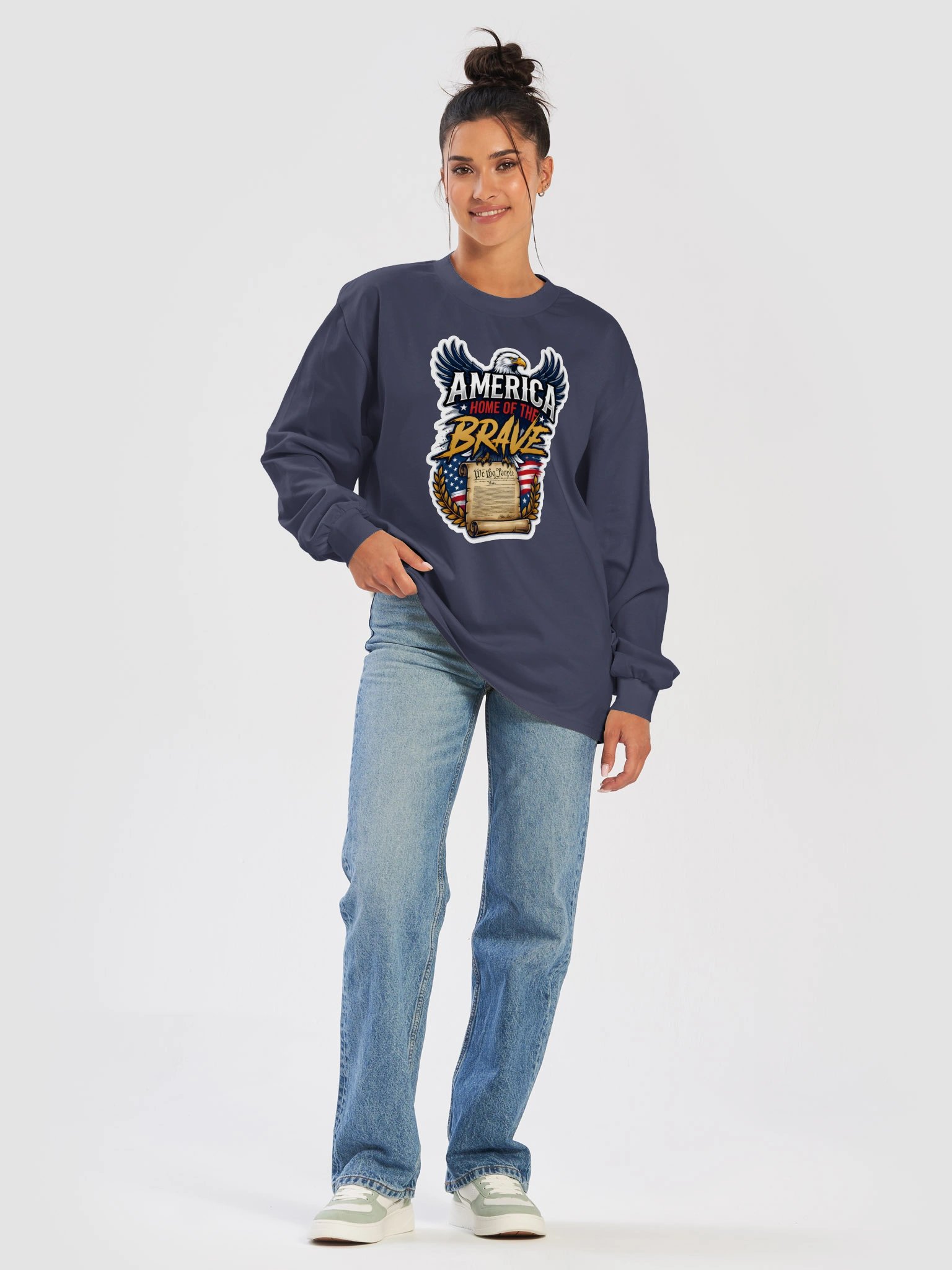 America Brave Patriotic Eagle Long Sleeve product image (14)