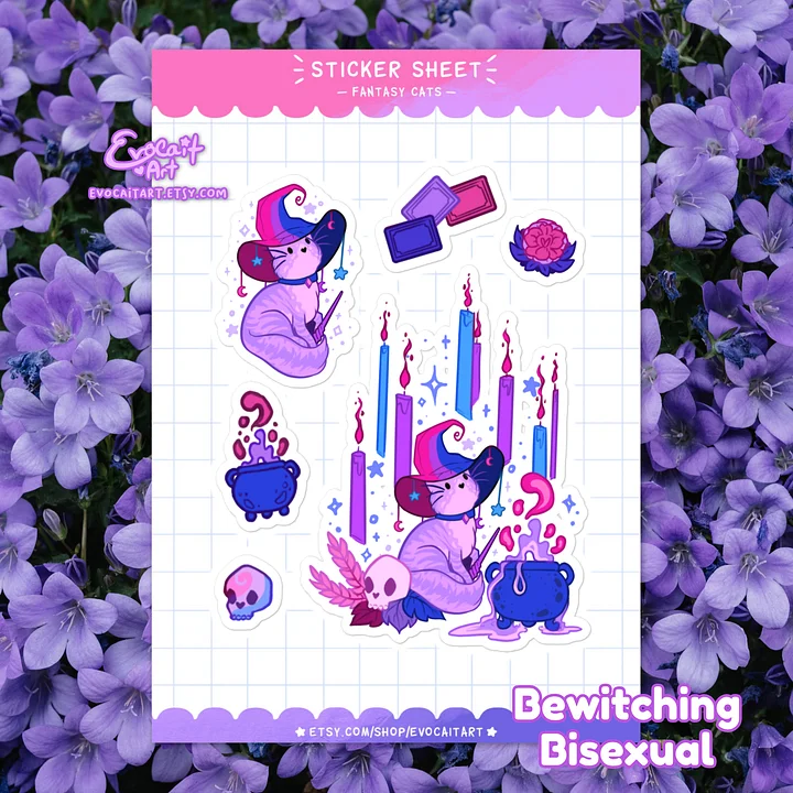 Fantasy Pride Cat Sticker Sheet: Bewitching Bi product image (1)