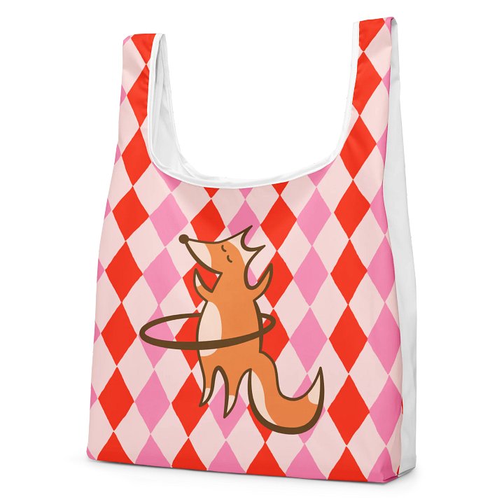 Whimsical Fox Tote Reusable Market Bag • Hula Hoop Fox product image (2)