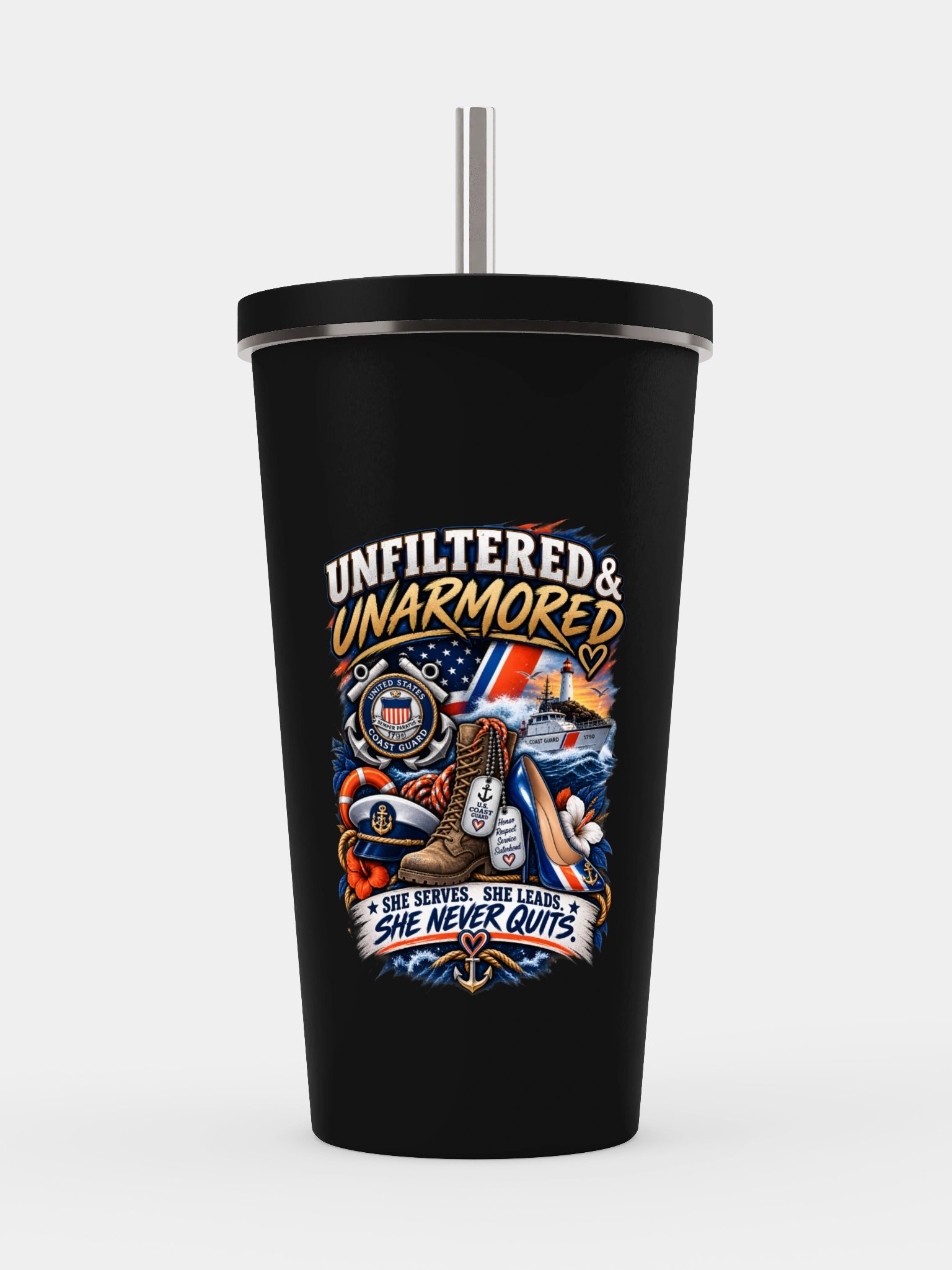 Coast Guard Tumbler - She Never Quits product image (1)