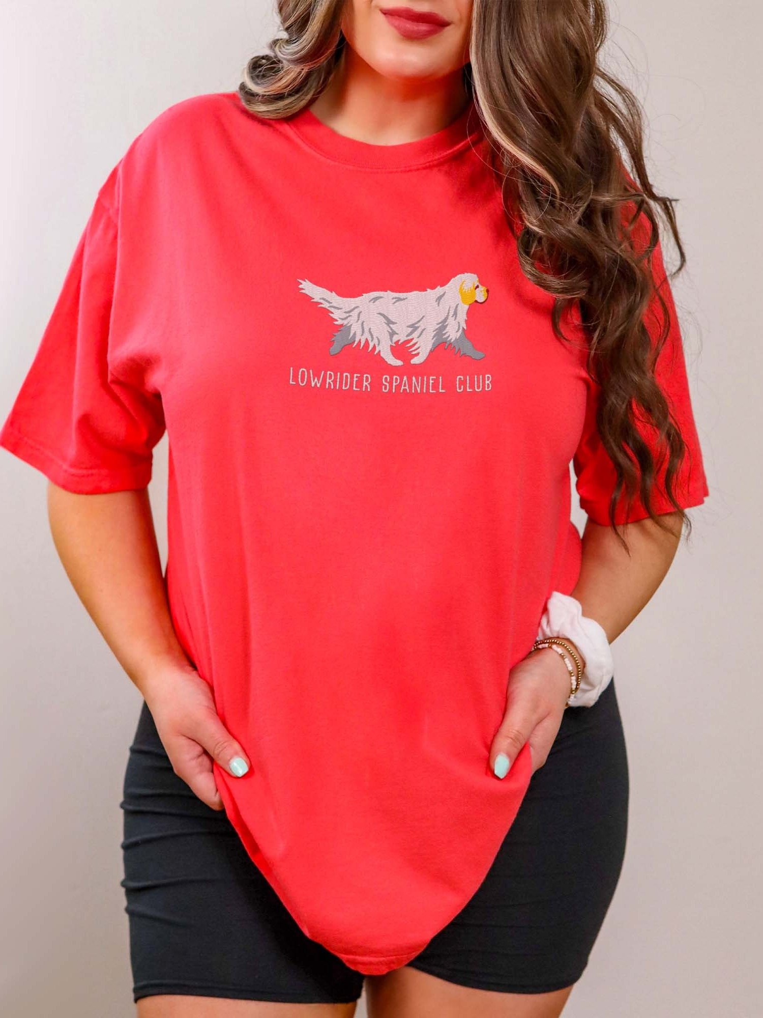 Lowrider Spaniel Club T-Shirt(Embroidered) of a Clumber Spaniel(Lemon & White) product image (2)
