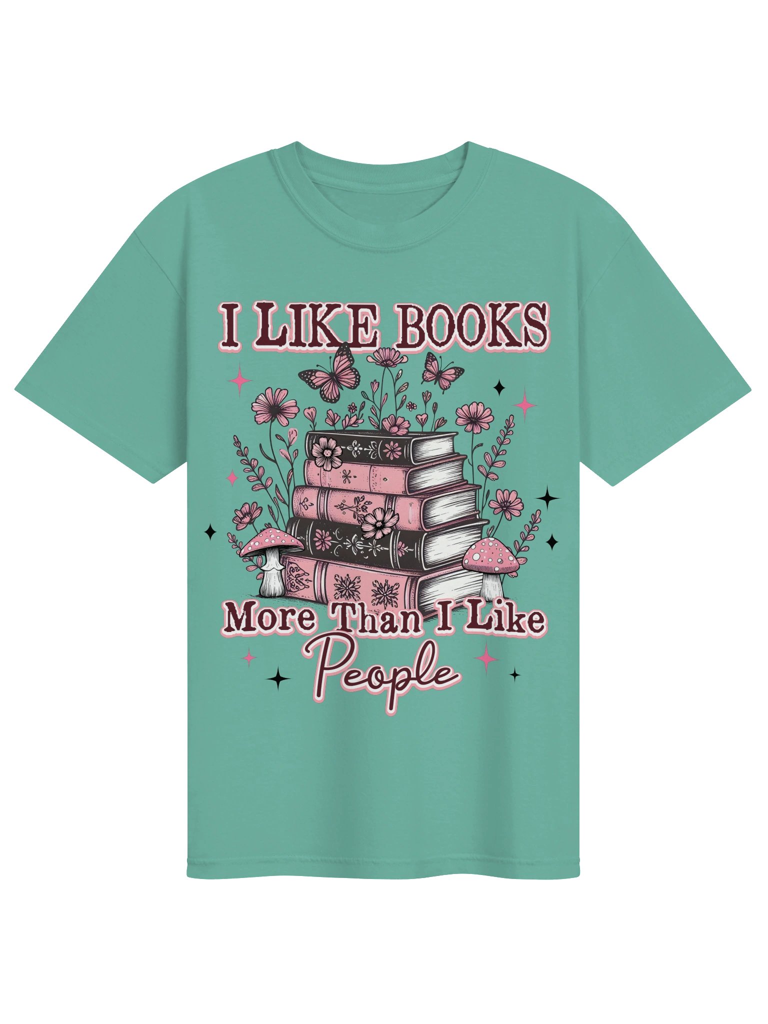 I Like Books Shirt, Coquette Wildflower Stacked Books Graphic Tee, Book Lover Aesthetic Gift product image (1)