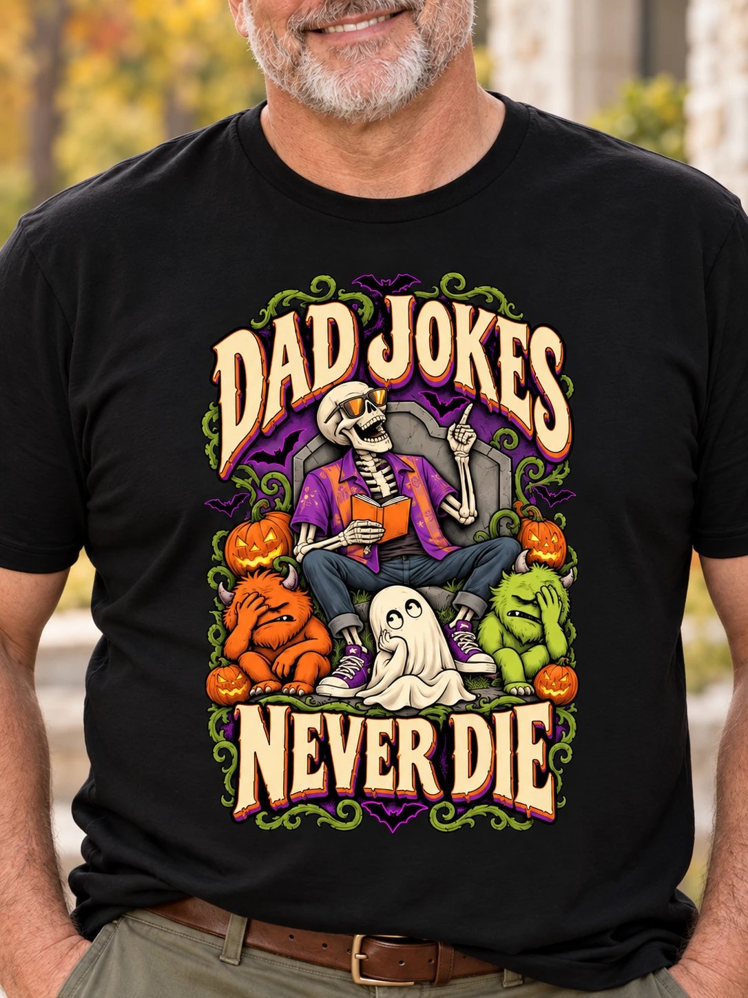 Funny Halloween Dad T-Shirt – Dad Jokes Never Die product image (1)