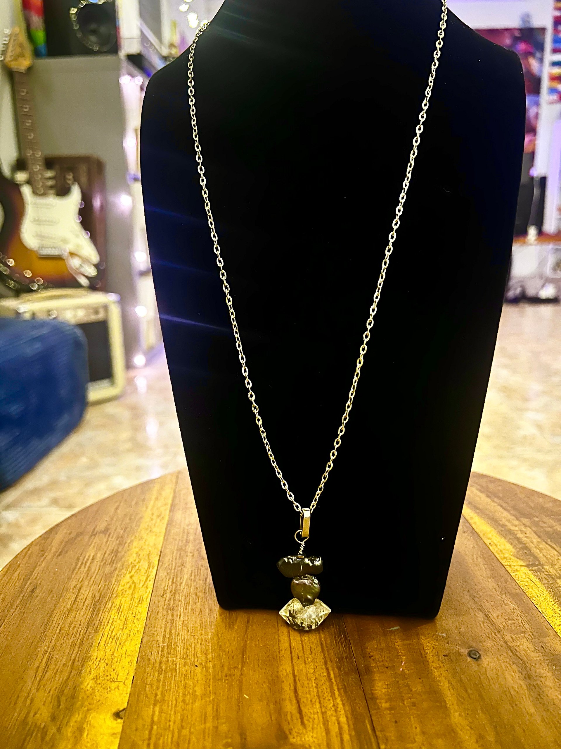 Keshi Pearl, Coin Pearl and Herkimer necklace product image (1)