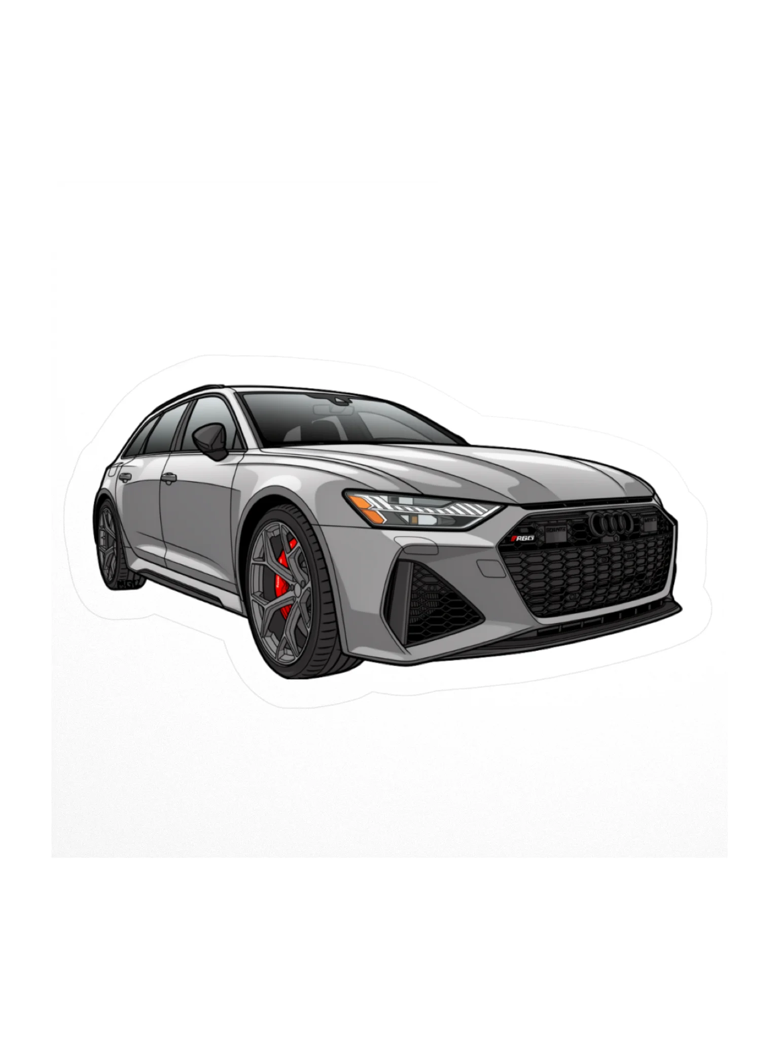 Grey Audi RS6 Avant Sticker (Retro, Sketch, Silhouette) product image (1)