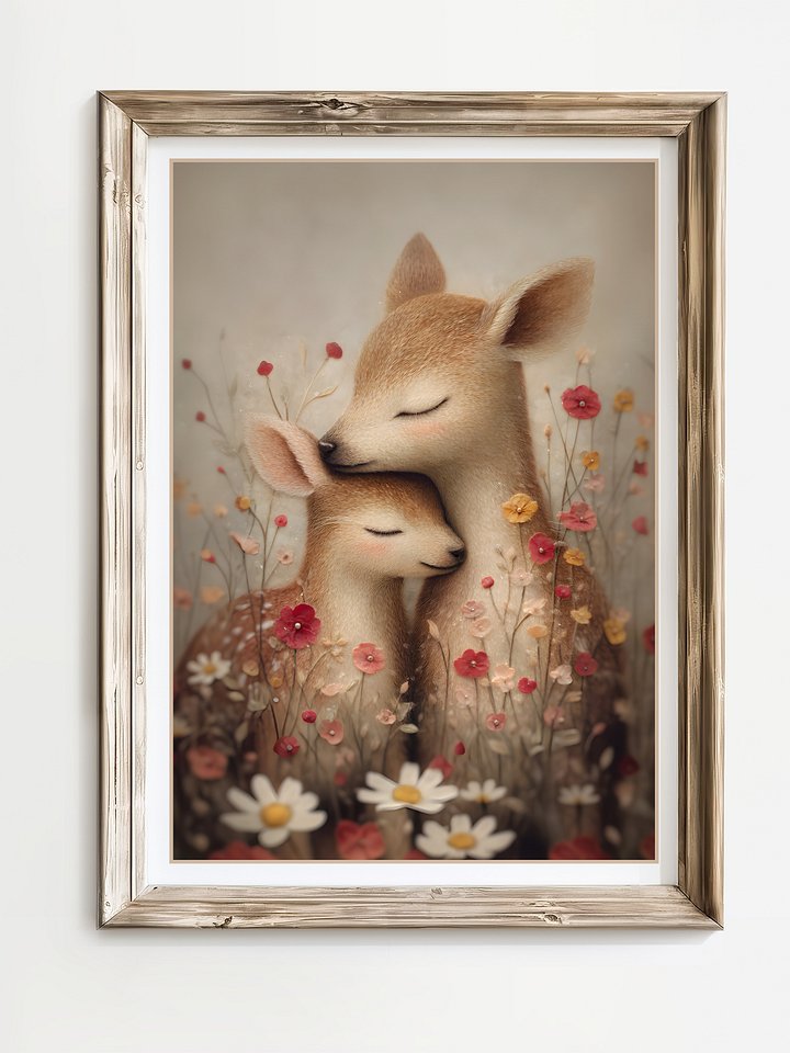 Mommy and Baby Deer Woodland Print product image (1)