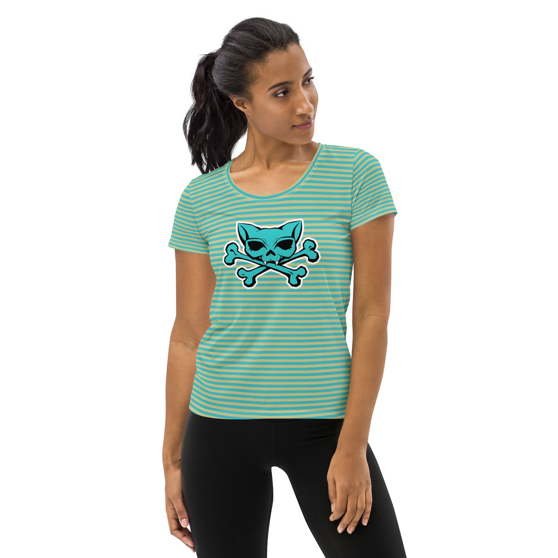 Teal Green Katskull Stripped Athletic Shirt product image (1)