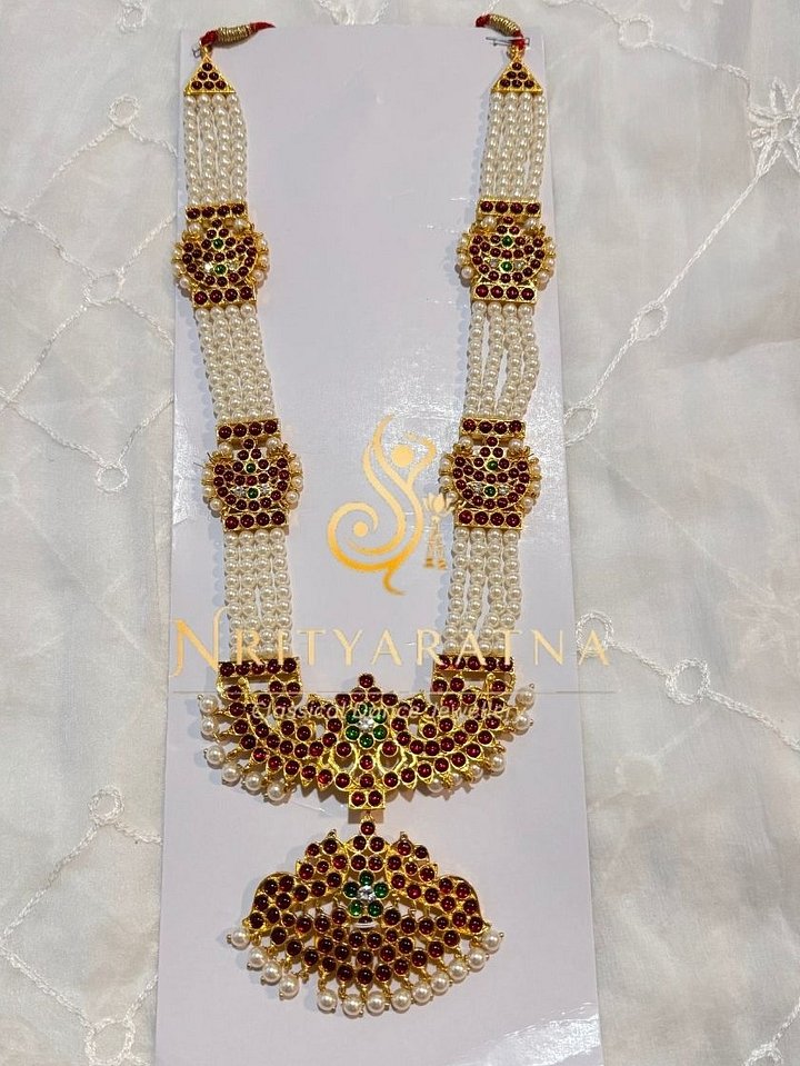 Heavy 4 Line Moti necklace with Surya - Long Necklace product image (1)