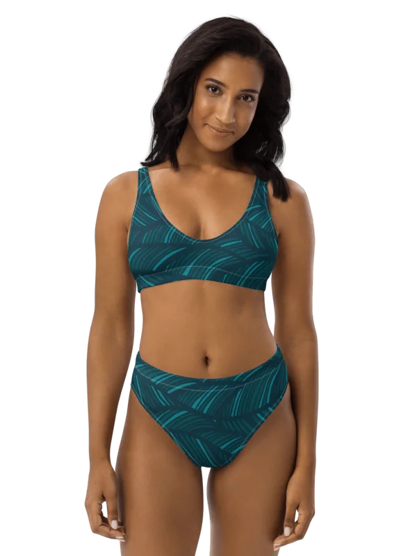 His House Womens High Waisted Bikini Set - Shadow Leaf product image (3)