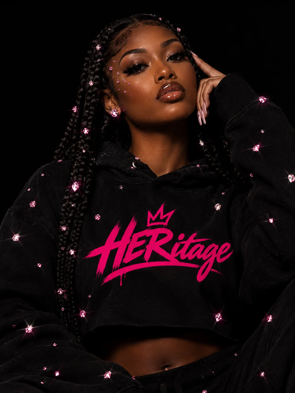 HERitage Crop Hoodie In Pynk product image (1)