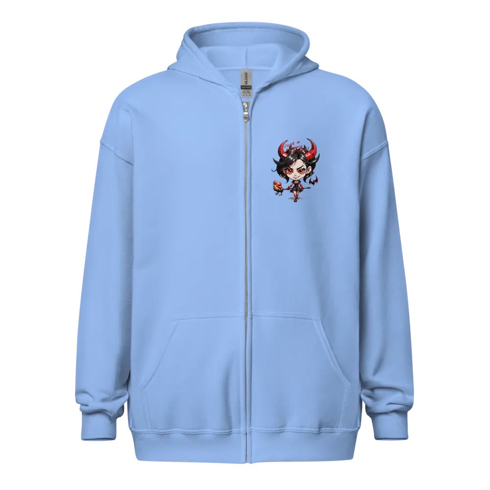 Just A Horny Lil Devil Graphic Double Side Print Zippy Front Hoodie product image (16)