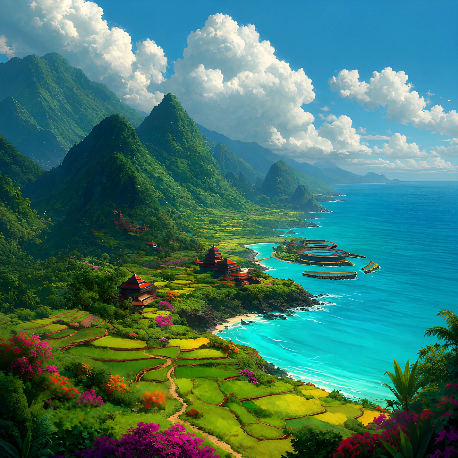 Thailand Tropical Paradise Poster, Mountain Coast Travel Art, Asian Wanderlust Wall Decor product image (2)