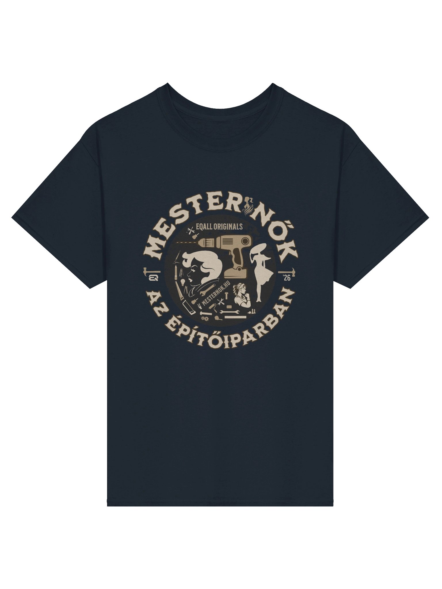 Mesternők Retro Vibe_Unisex 100% Pamut Gildan Dizájn_EQALL.hu® Originals_Barna / Bézs product image (3)