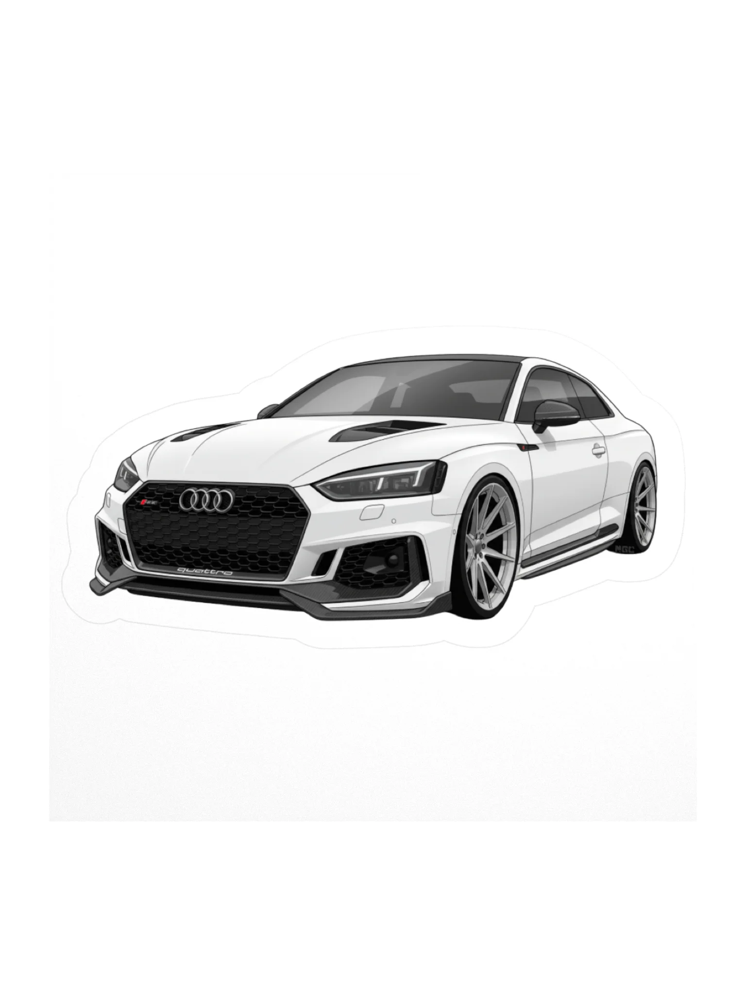 White Audi RS5 Sticker (Retro, Sketch, Silhouette) product image (1)
