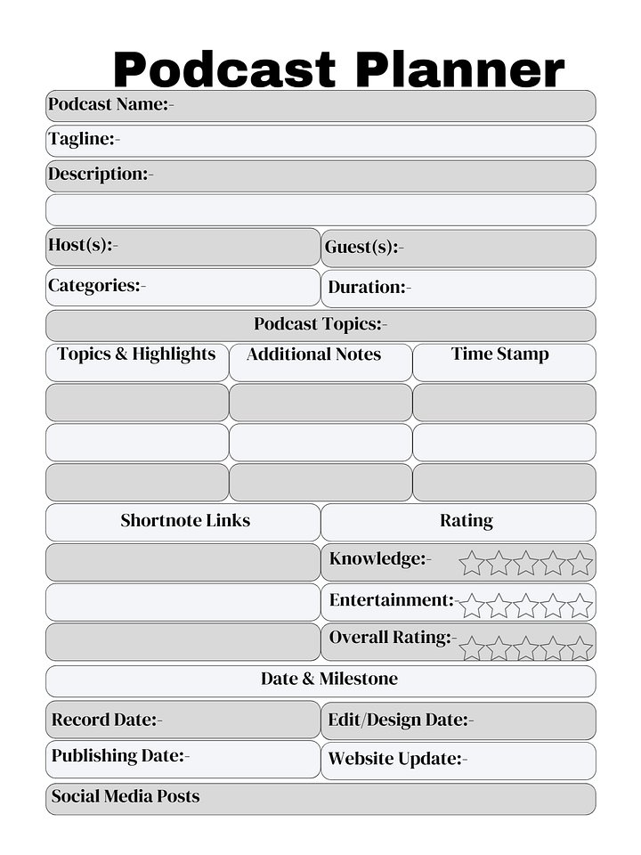 “The Ultimate Podcast Planner for Content Creators: Organize, Record, and Promote Every Episode” product image (1)